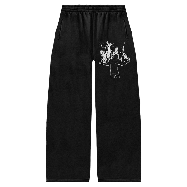 Burning Baggy Sweatpants - Black - Front