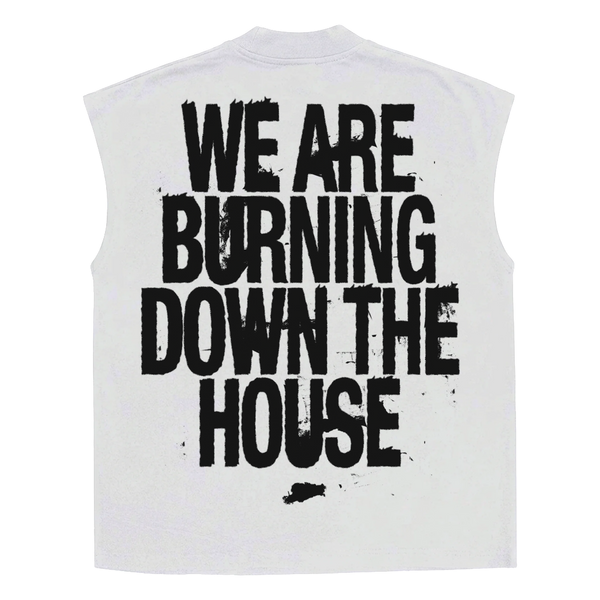 Burning Sleeveless Tee - White - Back
