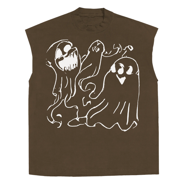 Casper Sleeveless Tee - Brown - Front
