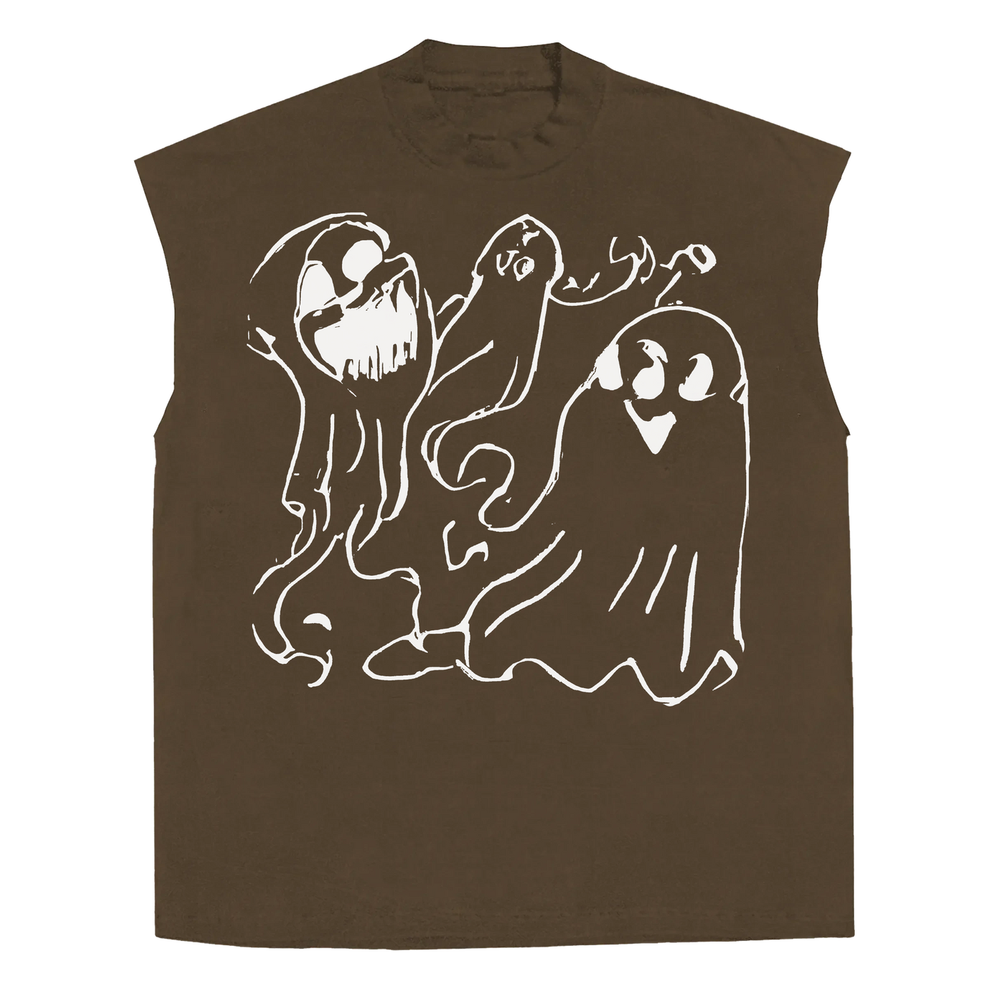 Casper Sleeveless Tee - Brown - Front