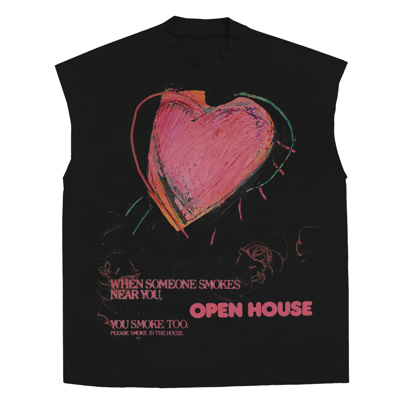 Open House Sleeveless Tee - Black - Front