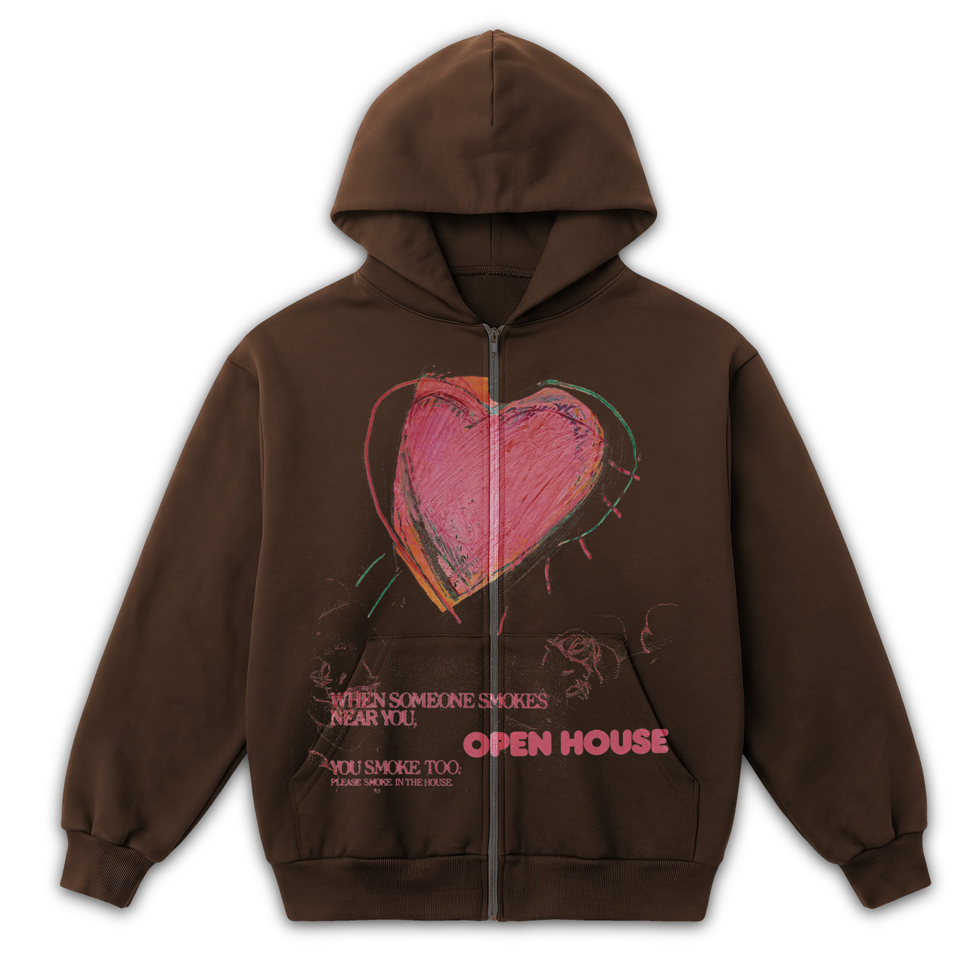 Open House Zip Up - Brown - Front