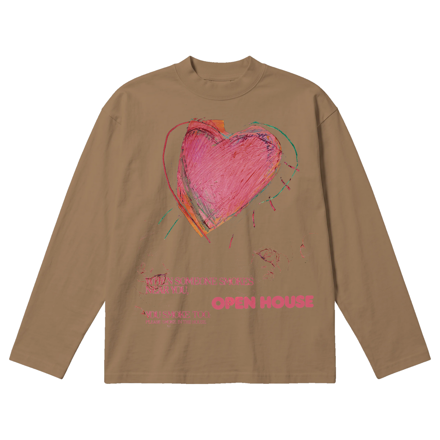 Open House Baggy L/S Tee - Latte - Front