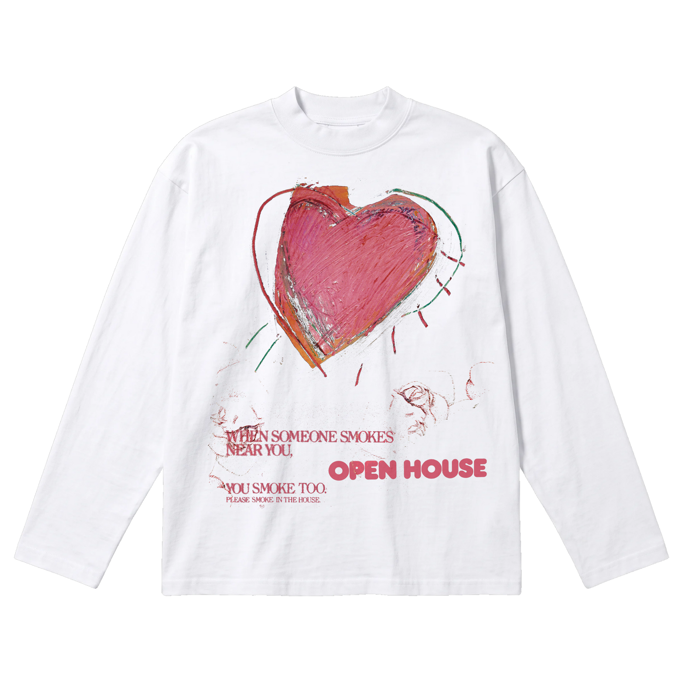 Open House Baggy L/S Tee - White - Front