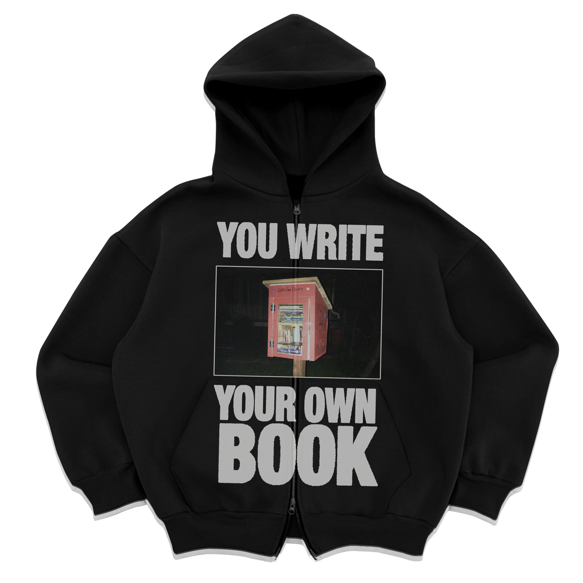 Library Zip Up in black — YOU WRITE YOUR OWN BOOK little free library graphic