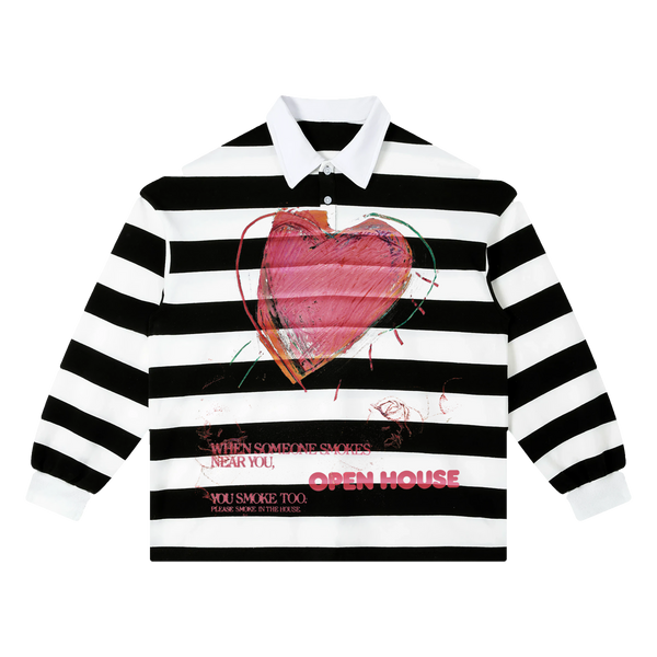 Open House Stripe Polo - Black - Front