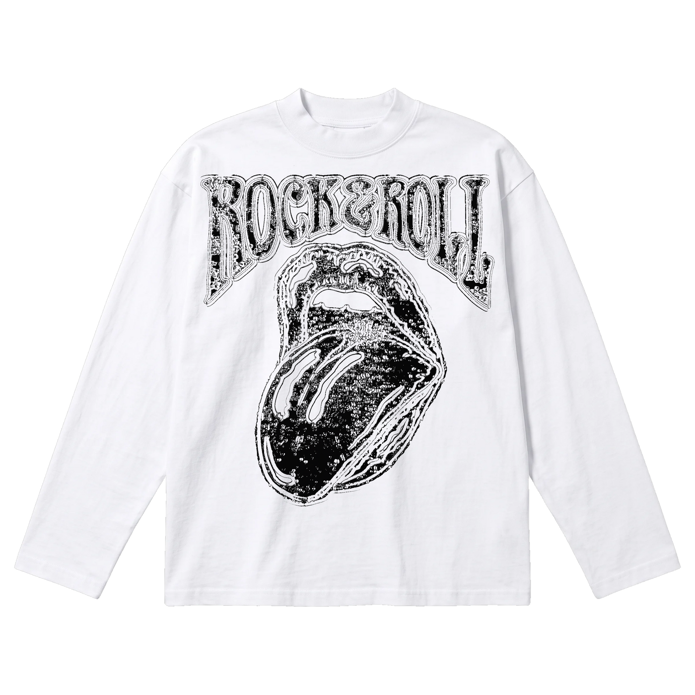 Rock & Roll Baggy L/S Tee - White - Front