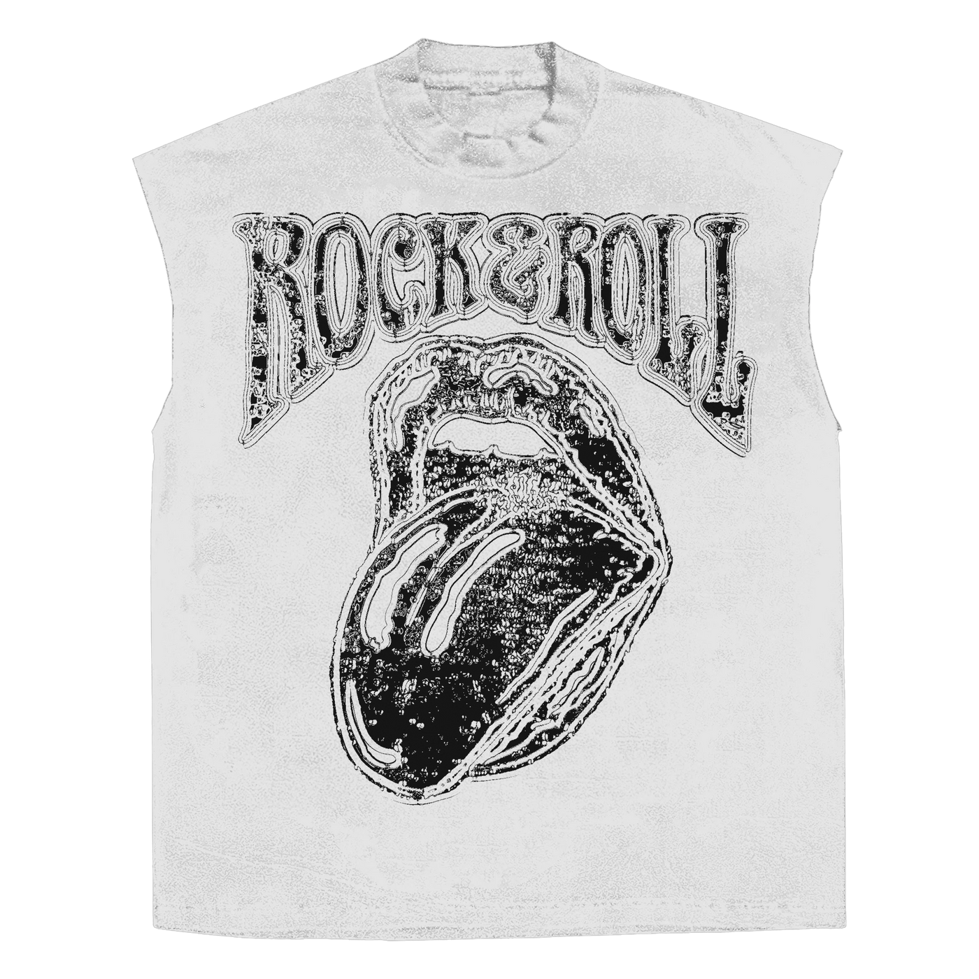 Rock & Roll Sleeveless Tee - White - Front