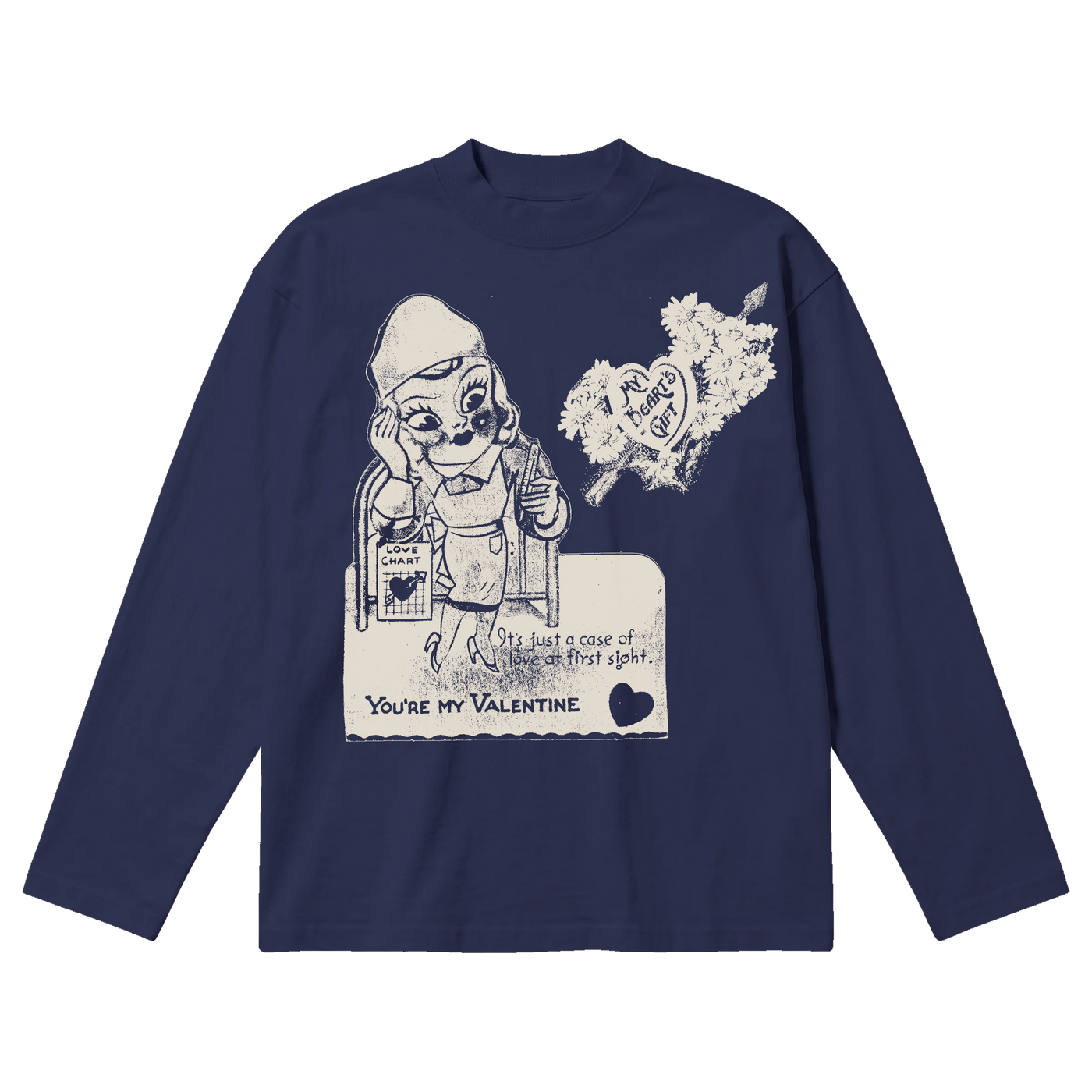 Valentine Baggy L/S Tee - Blue - Front