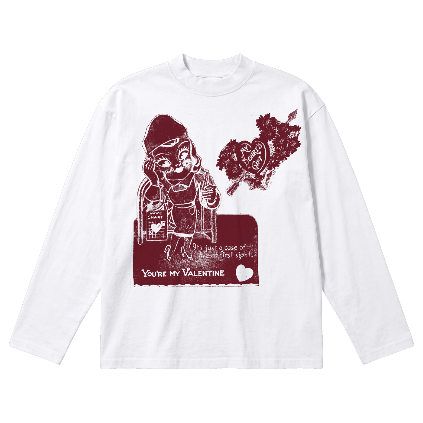 Valentine Baggy L/S Tee - White - Front