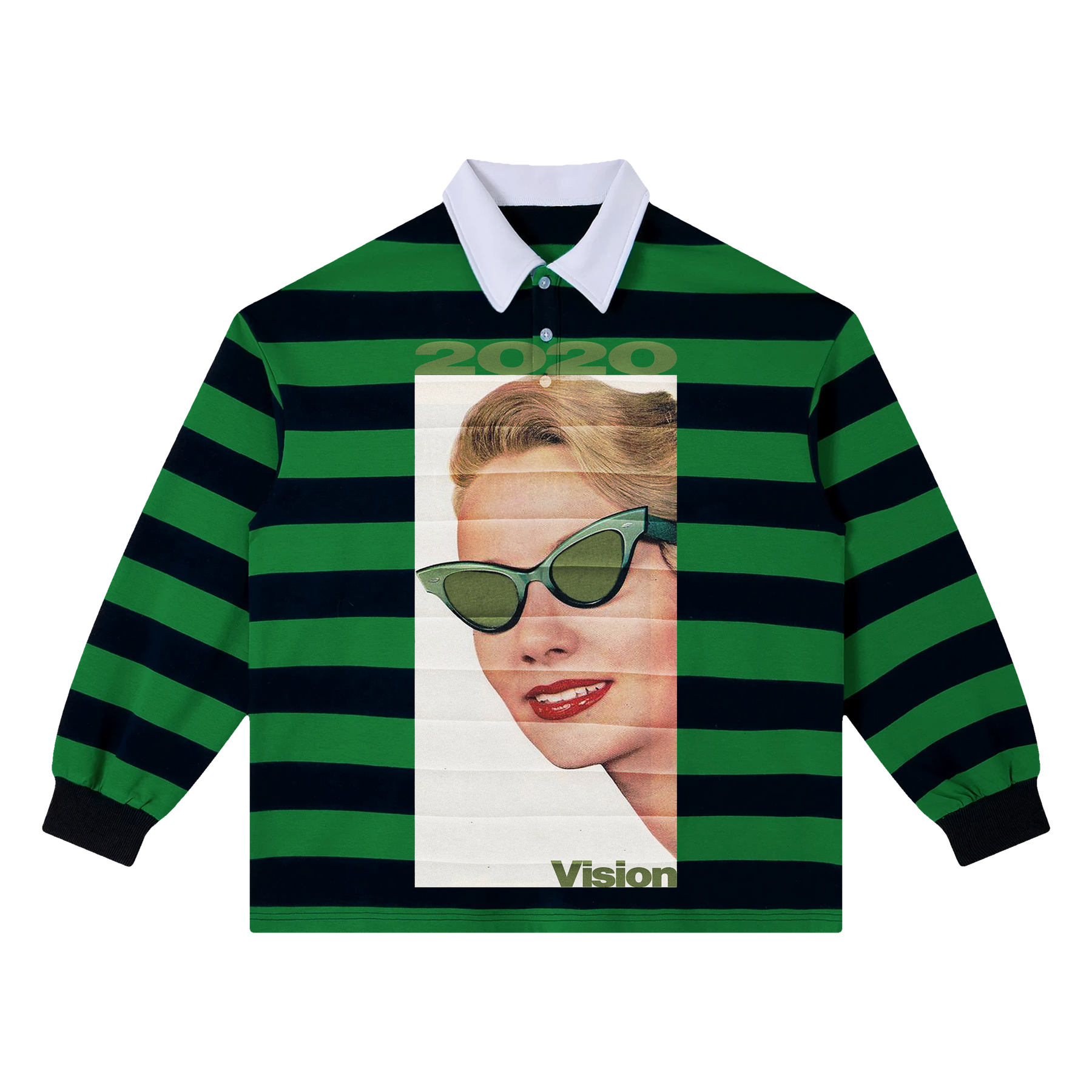 2020 Vision Stripe Polo - Green - Front