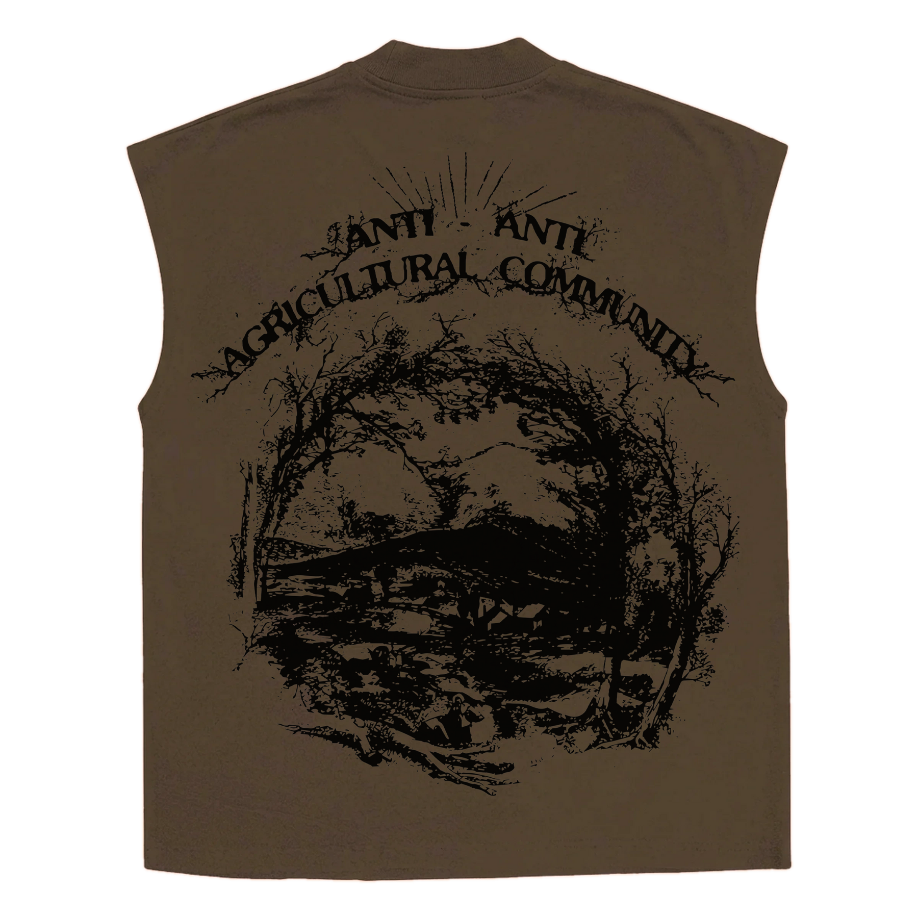 ANTI-ANTI Sleeveless Tee - Brown - Back