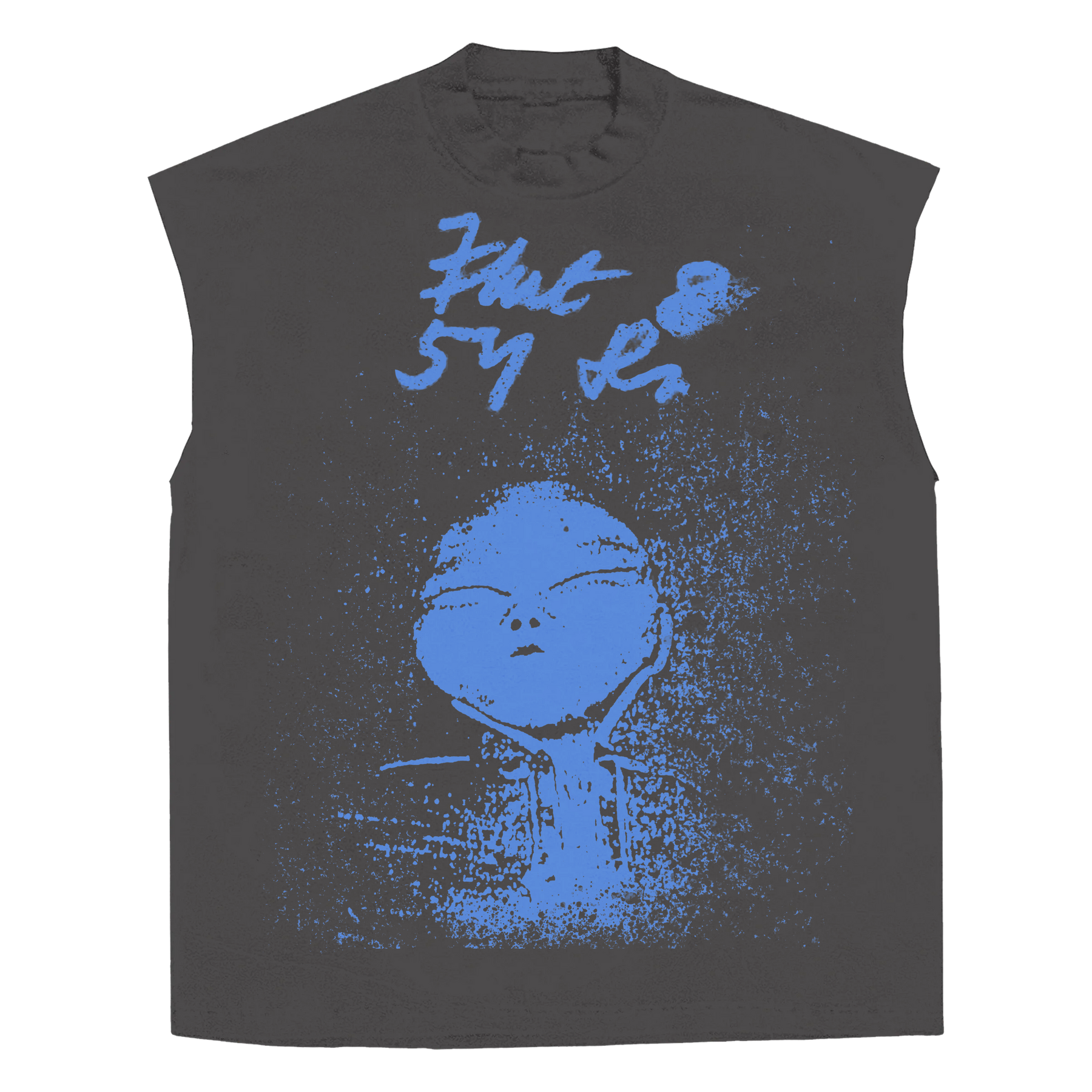 Alien Sleeveless Tee - Grey - Front