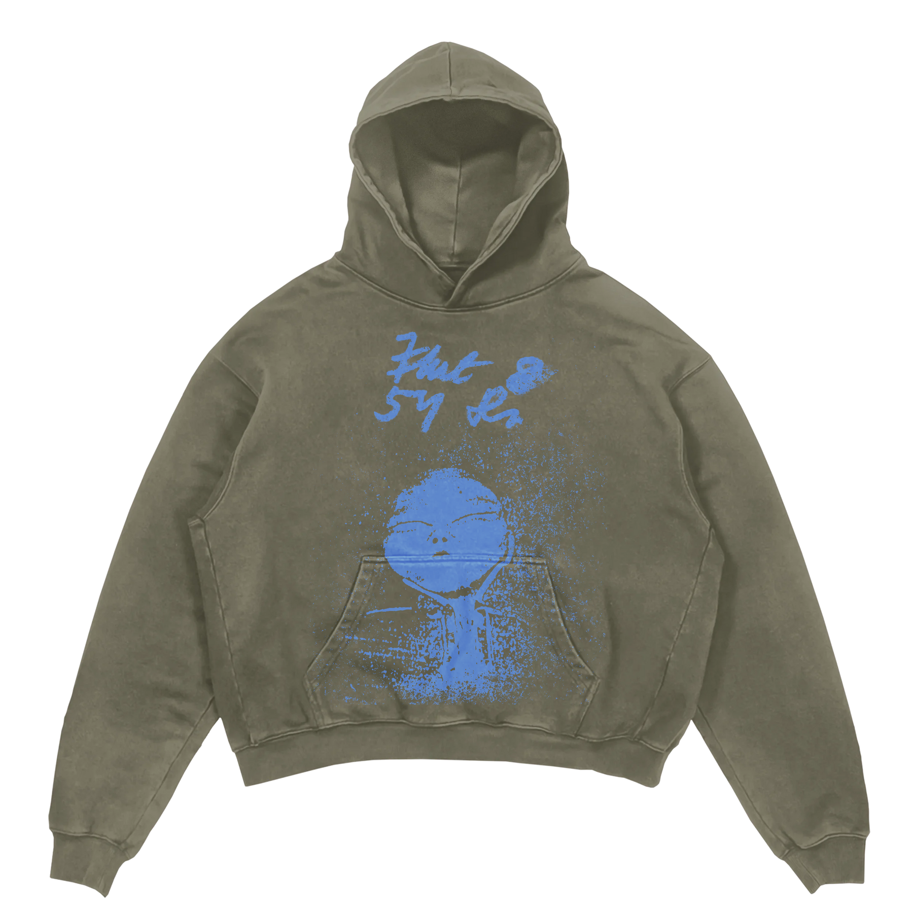 Alien Hoodie - Olive - Front