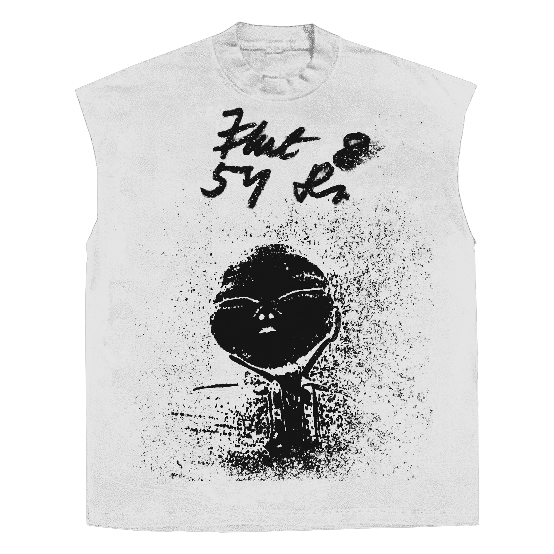 Alien Sleeveless Tee - White - Front