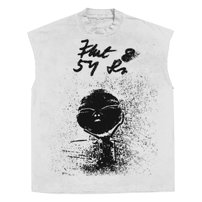 Alien Sleeveless Tee - White - Front