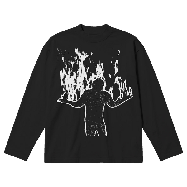 Burning Baggy L/S Tee - Black - Front