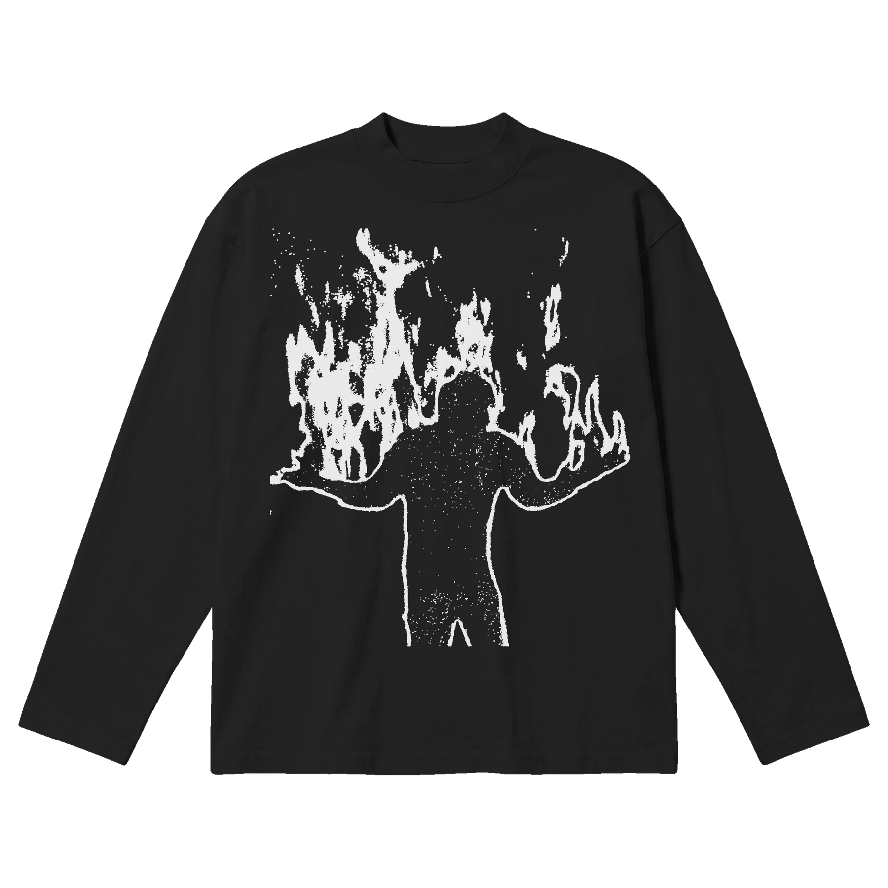 Burning Baggy L/S Tee - Black - Front
