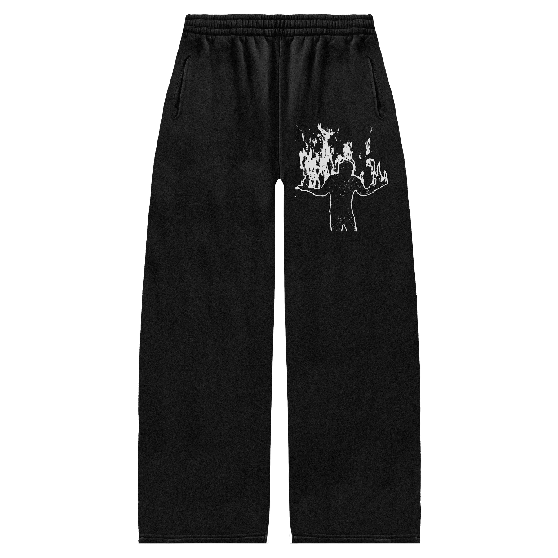 Burning Baggy Sweatpants - Black - Front