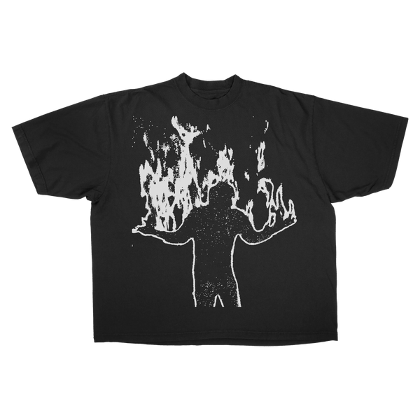 Burning Drop Tee - Black - Front