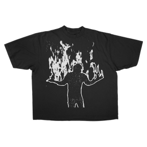 Burning Drop Tee - Black - Front
