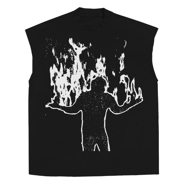 Burning Sleeveless Tee - Black - Front