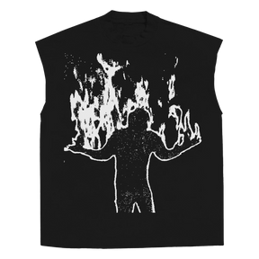 Burning Sleeveless Tee - Black - Front