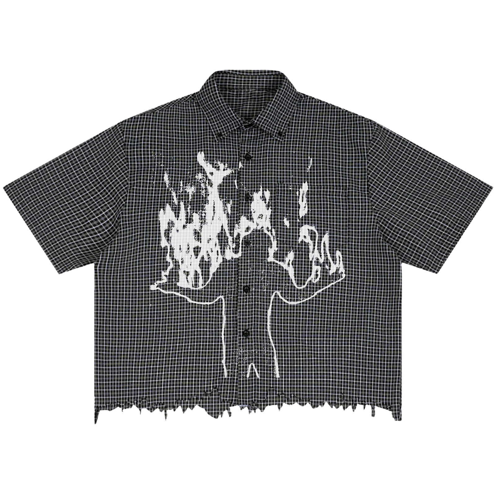 Burning Distress Button Up - Front