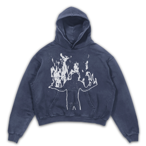 Burning Hoodie - Blue - Front