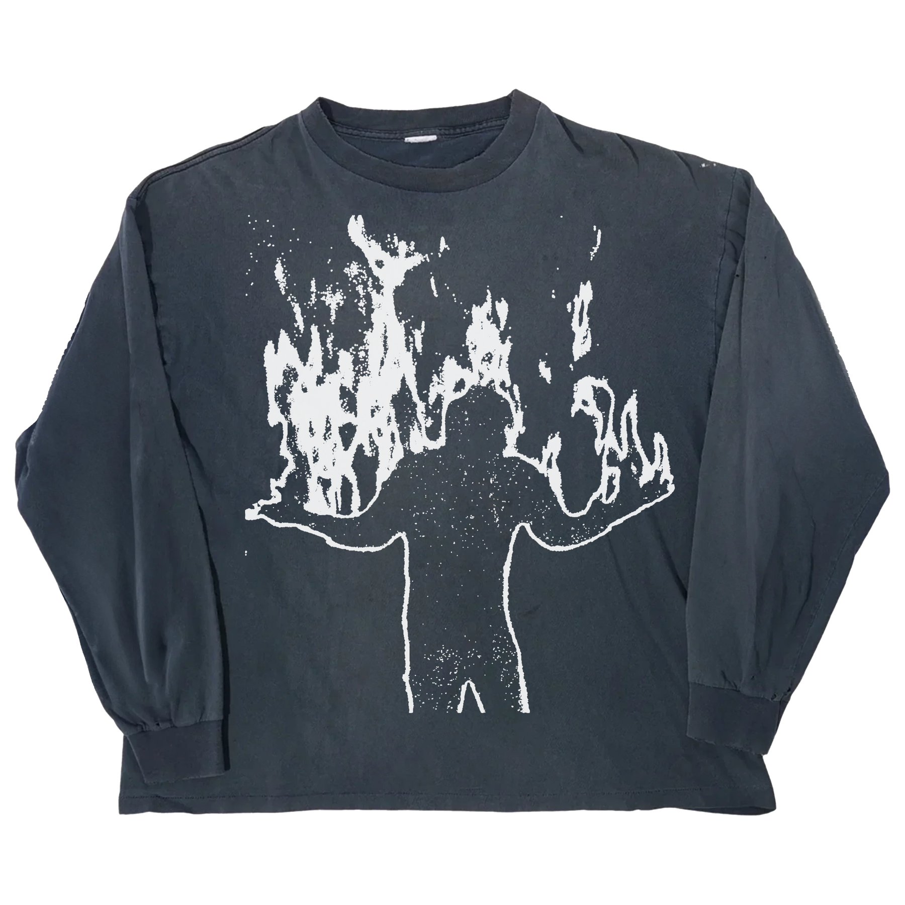 Burning L/S Tee - Blue - Front