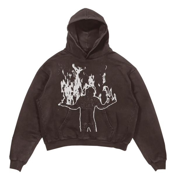 Burning Hoodie - Brown - Front