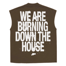 Burning Sleeveless Tee - Brown - Back