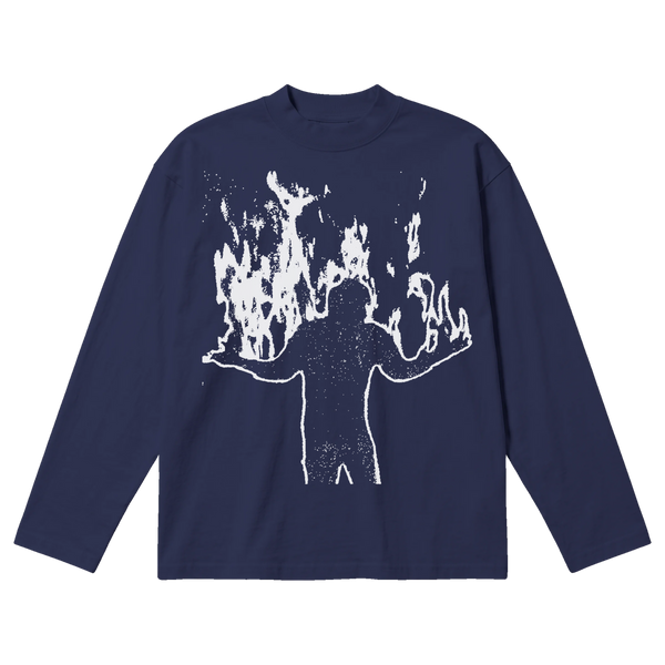 Burning Baggy L/S Tee - Blue - Front
