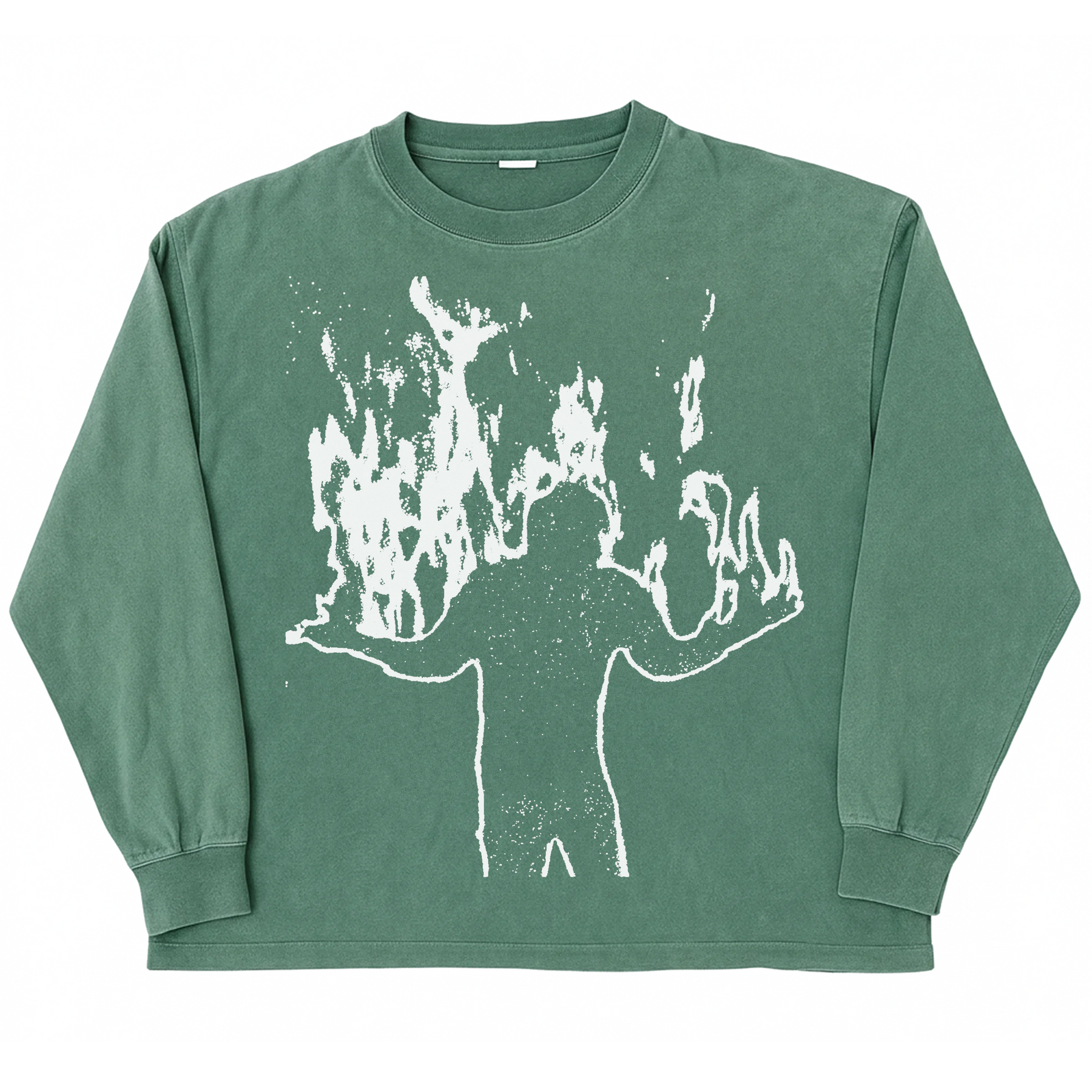 Burning L/S Tee - Green - Front