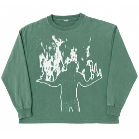 Burning L/S Tee - Green - Front
