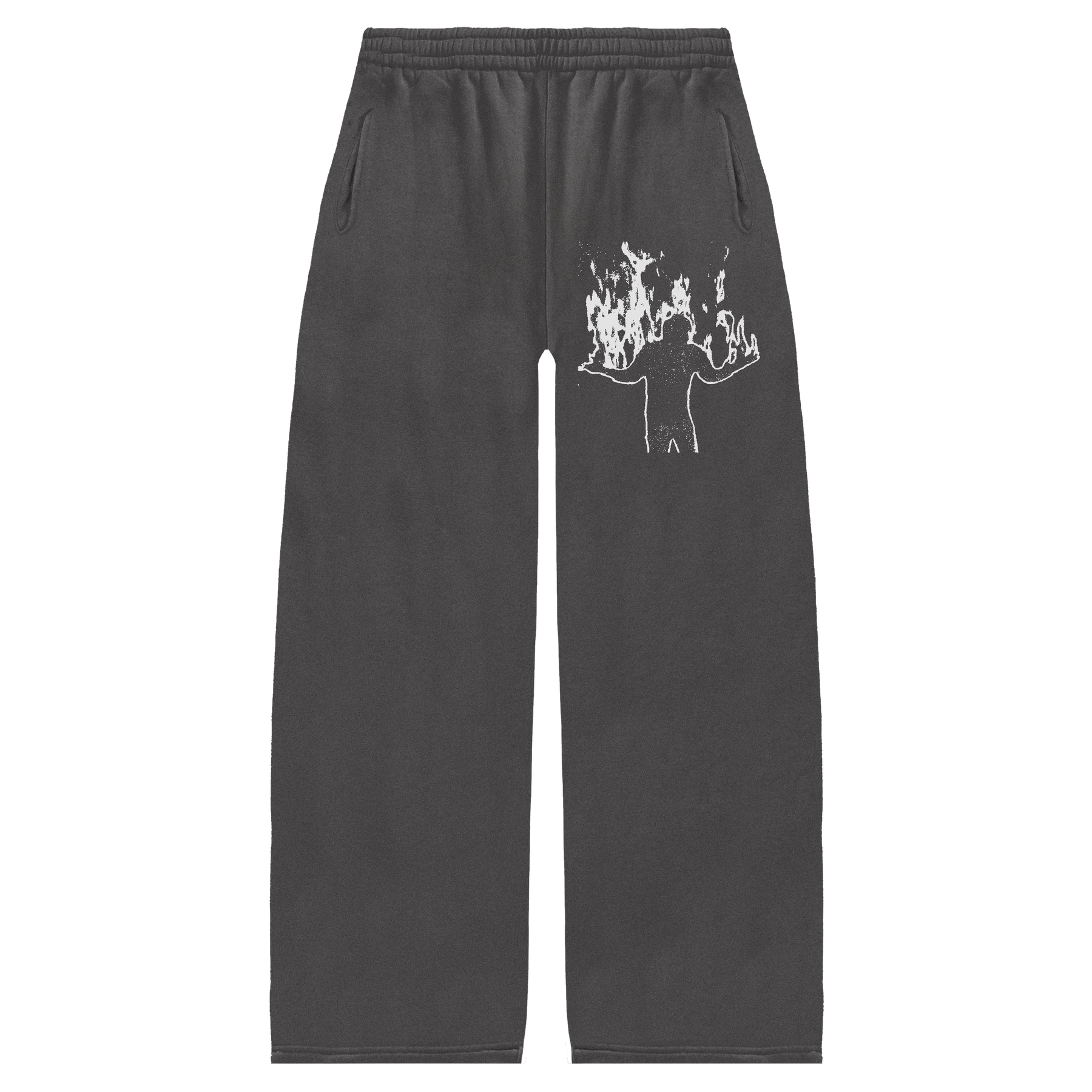 Burning Baggy Sweatpants - Grey - Front