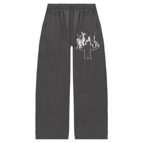 Burning Baggy Sweatpants - Grey - Front