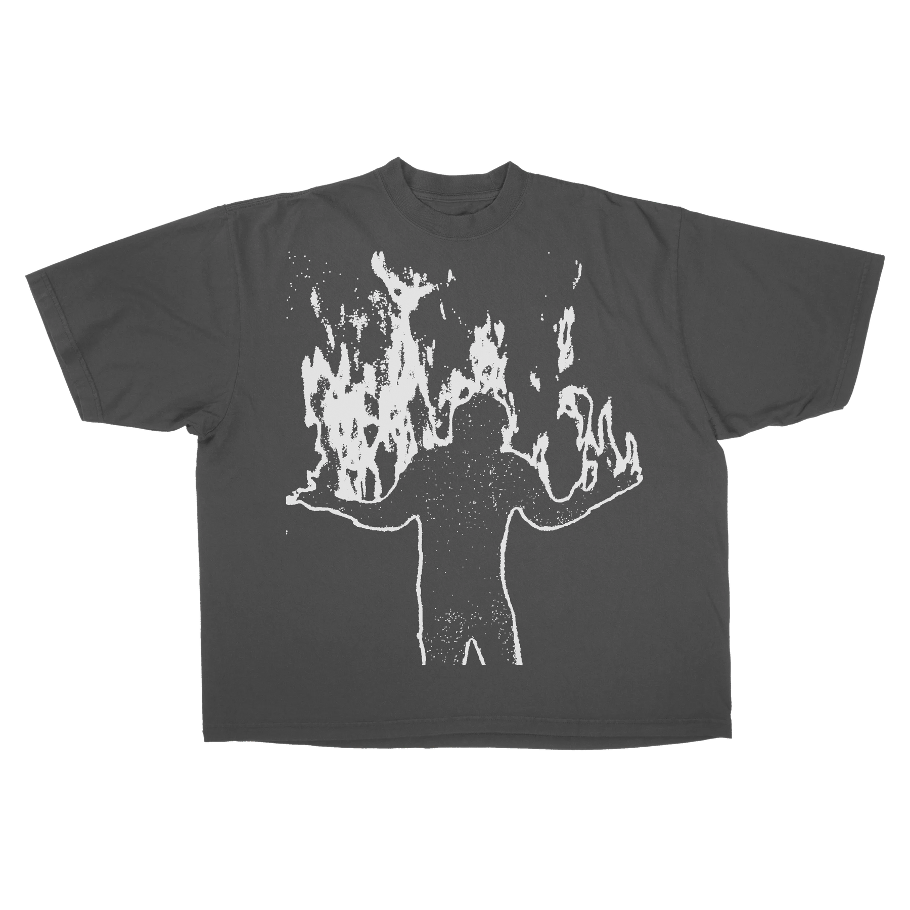 Burning Drop Tee - Grey - Front