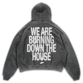 Burning Hoodie - Grey - Back