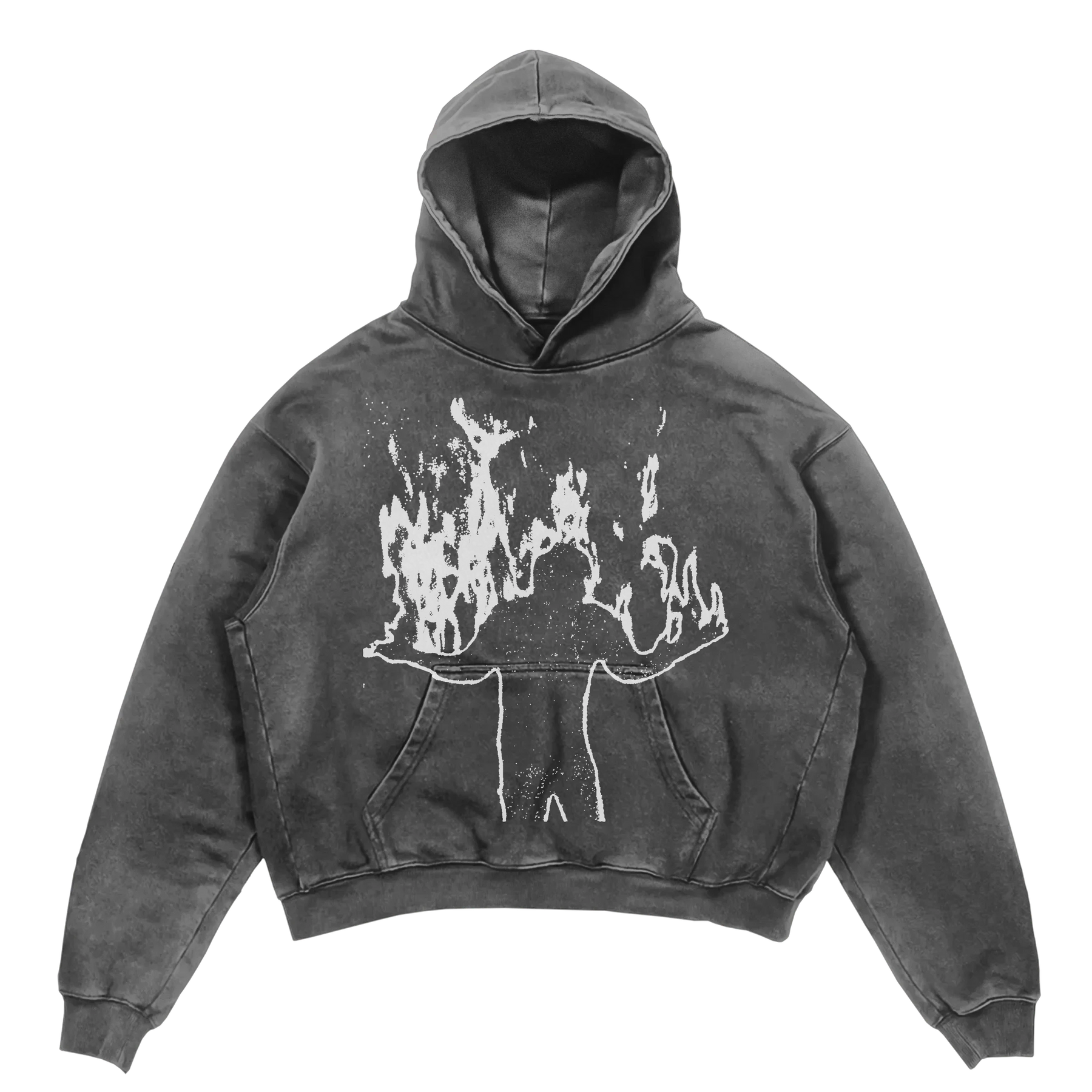 Burning Hoodie - Grey - Front