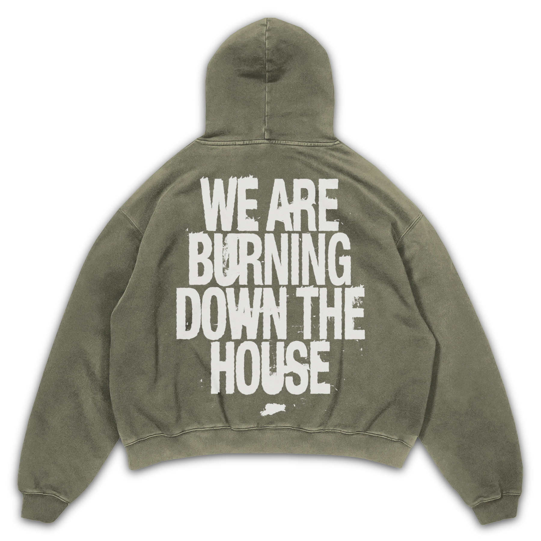 Burning Hoodie - Olive - Back