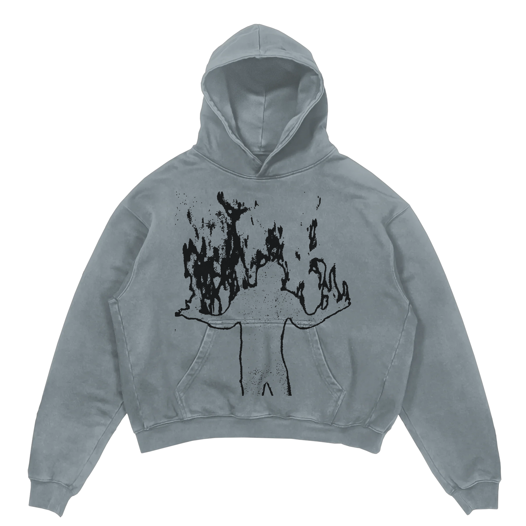 Burning Hoodie - Sage - Front