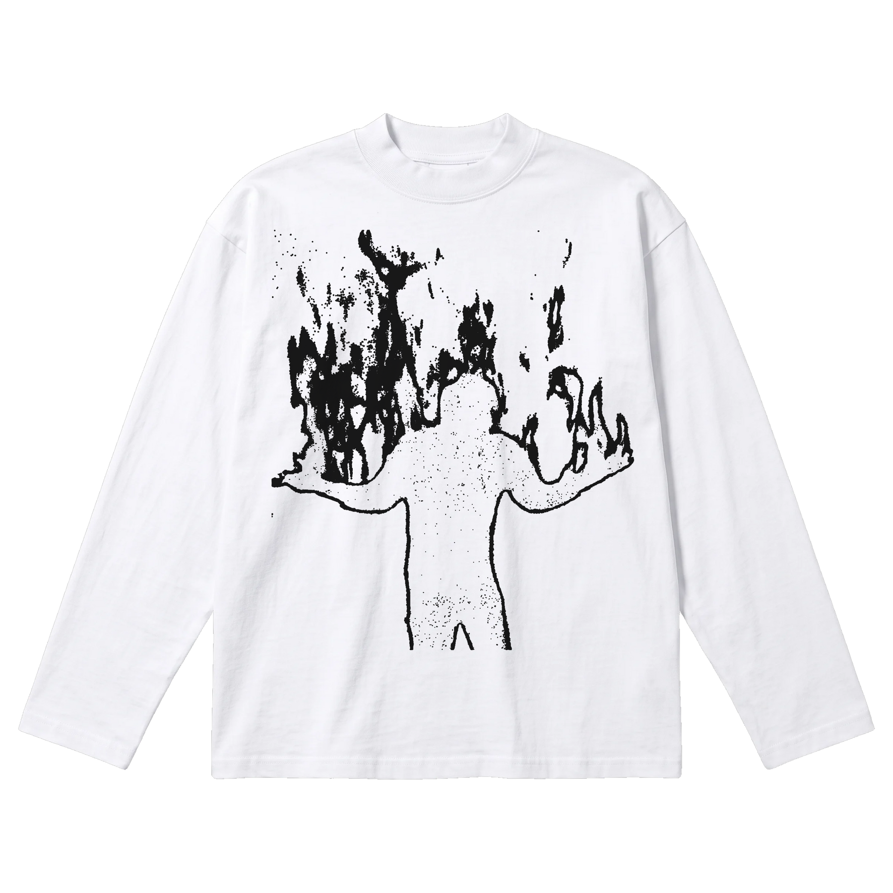 Burning Baggy L/S Tee - White - Front