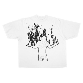 Burning Drop Tee - White - Front