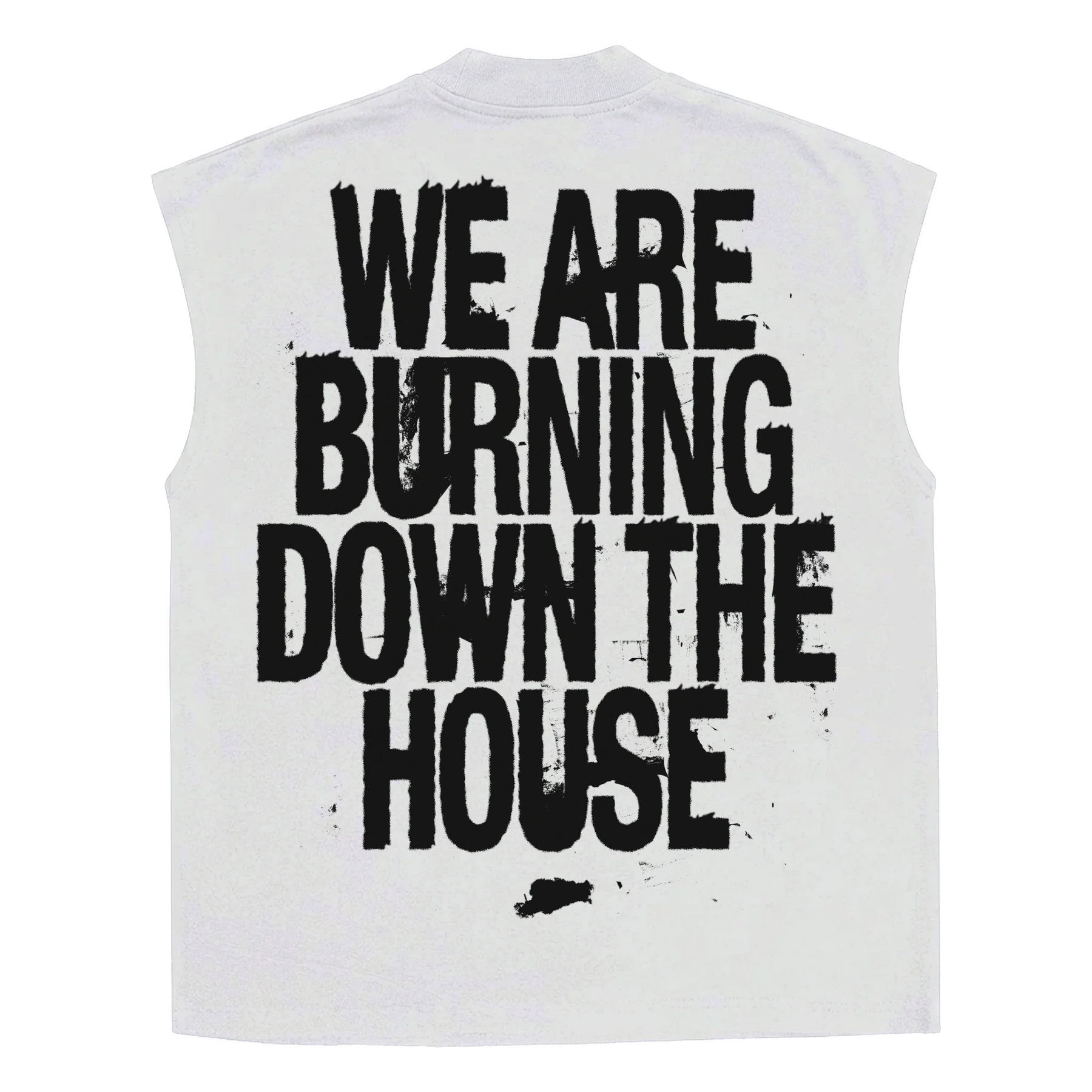 Burning Sleeveless Tee - White - Back