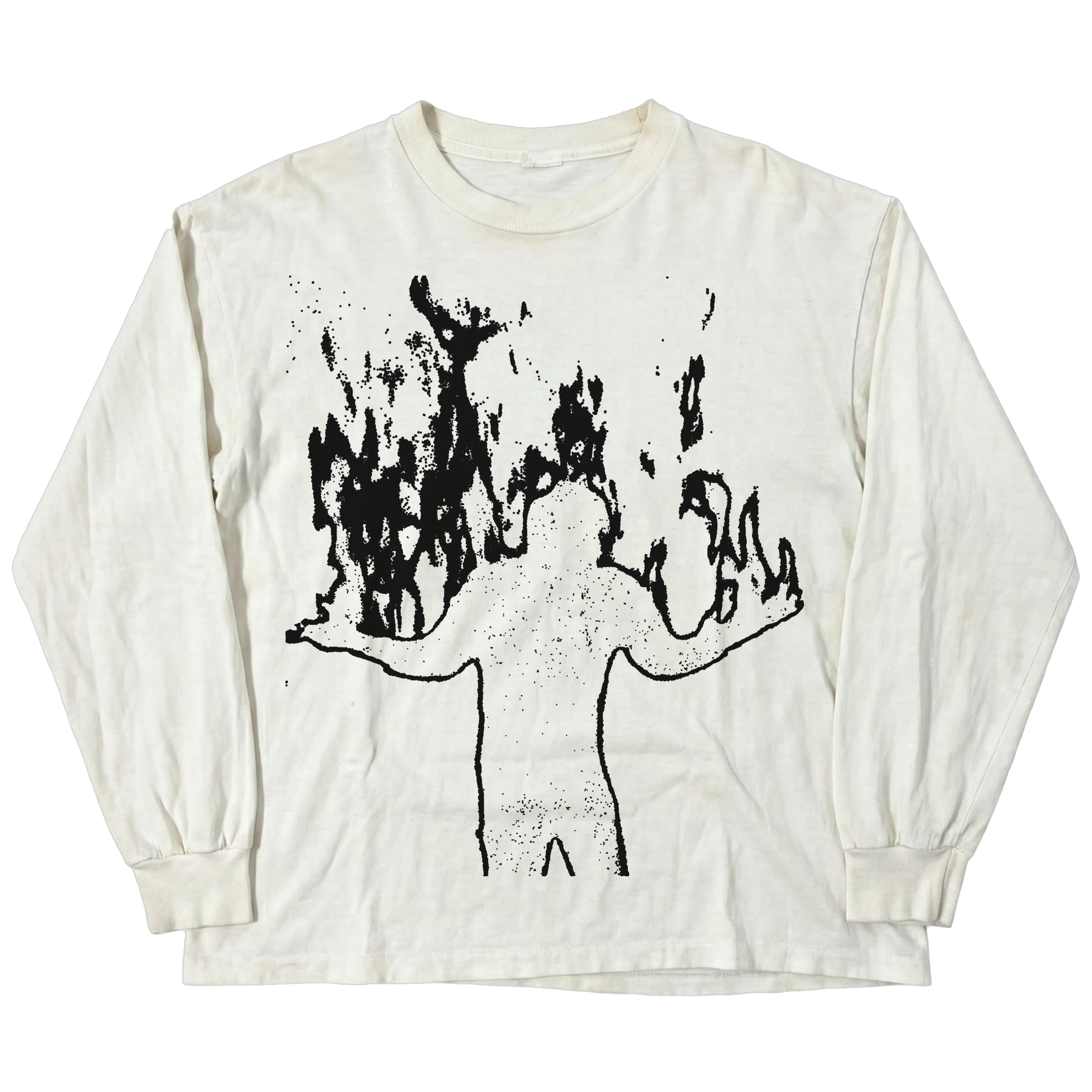 Burning L/S Tee - White - Front