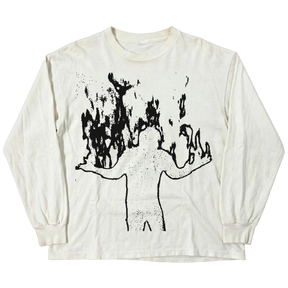 Burning L/S Tee - White - Front