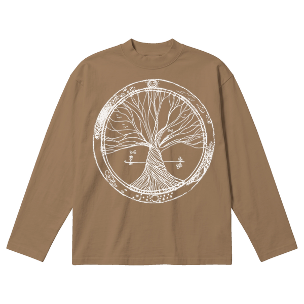 Circle of Life Baggy L/S Tee - Latte - Front