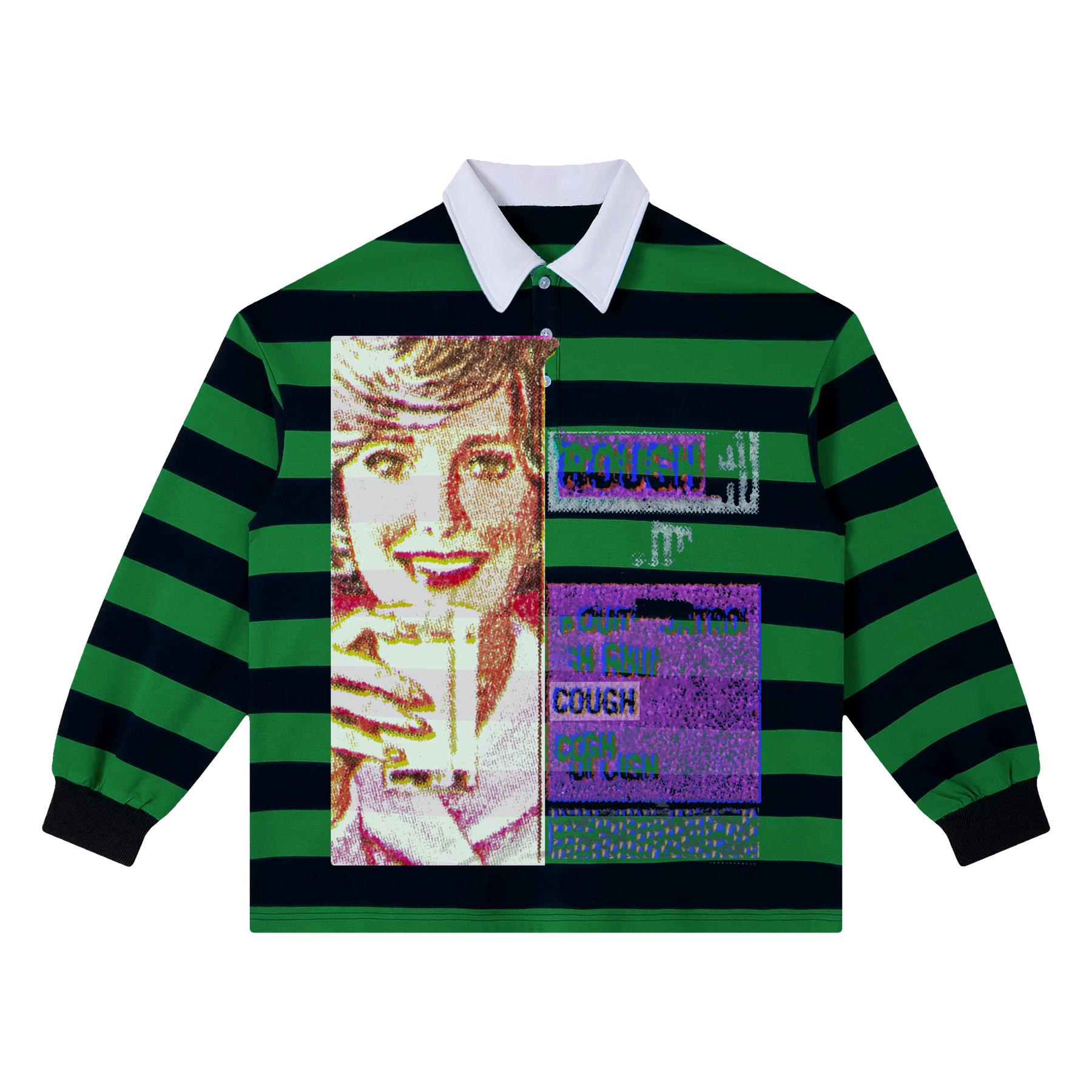 Cough Syrup Stripe Polo - Green - Front
