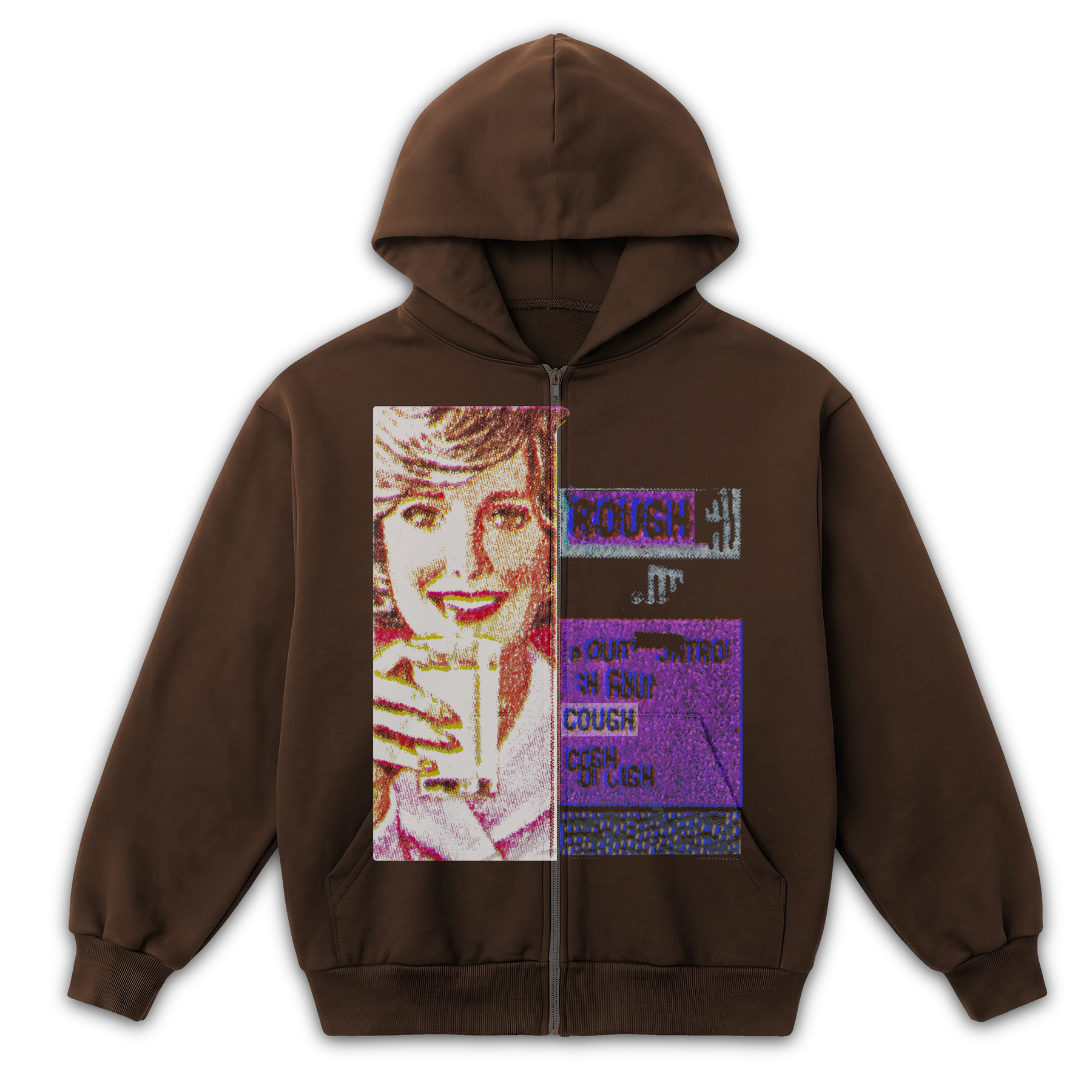 Cough Syrup Zip Up - Brown - Front